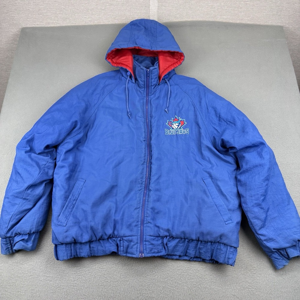 Vintage 90s Toronto Blue Jays Jacket Winter Coat Mens XL Blue Red Back Logo